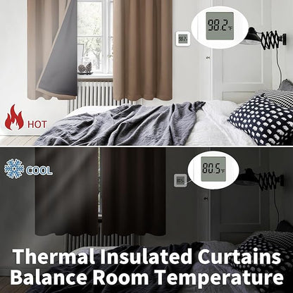 BGment Thermal Insulated 100% Blackout Curtains for Bedroom with Black Liner, Double Layer Full Room Darkening Noise Reducing Rod Pocket Curtain (52 x 84 Inch, Taupe, 2 Panels)