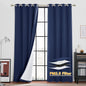 RYB HOME Soundproof & Dust Particle Filtering Curtains Thick Panel Draft Block Window Treatment Totally Room Darkening Drapes for Nursery Daytime Sleeping, Navy Blue, W52 x L95 inch, 2 Panel