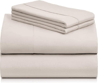 LuxClub 4 PC Sheet Set Bed Sheets Deep Pockets 16" Eco Friendly Wrinkle Free Cooling Machine Washable Hotel Bedding Silky Soft - Linen California King