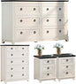 Bedroom Dresser and Nightstand Sets 4 Piece, Farmhouse 6 Drawers Dresser & 40.5" Tall Chest of Drawers, 18" Nightstands Set of 2, 54" Wide Furniture Dressers for Bedroom, Living Room, White