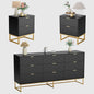 Anbuy Morden 9 Drawer Dresser and Nightstand Sets for Bedroom, 3 Pieces Bedroom Sets Night Stand Set of 2 & 9 Drawer Dresser with Gold Handles, Wood Chest of Drawers Storage Cabinet Set, Green Black