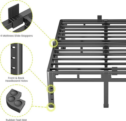 NKZ Full Size Bed Frame 16 Inch, Metal Bed Frame & Box Spring 2 in 1 Platform with Round Corner Legs, 4000lbs Weight Capacity Reinforced Metal Frame, Headboard Hole, Noise-Free, Easy Assembly