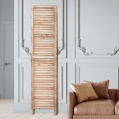 VEVOR Wood Room Divider, 4 Panel Wood Folding Privacy Screen, 66.9 Inches Tall Indoor Louvered Wooden Partition, Portable Decoration Screen, for Room Separation, Home, Office, Restaurant & Bedroom