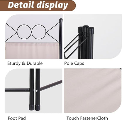 FDW 4 Panel Room Divider and Folding Portable Partition Screen, 6FT Wall Divider Screen for Dorm Bedroom Office, Sand