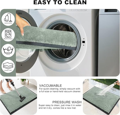 Mibao Dirt Trapper Door Mat for Indoor Outdoor, Waterproof All-Season, All-Weather Doormat, Heavy Duty Non-Slip Entrance Rug, Low Profile Absorbent Entrance Mat Carpet, 72" x 24", Green