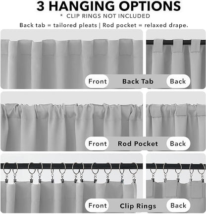 Deconovo Blackout Curtains, Thermal Insulated, W52 x L72 2 Panels, Back Tab, Machine Washable, Room-Darkening Drapes for Bedroom/Living Room Greyish White