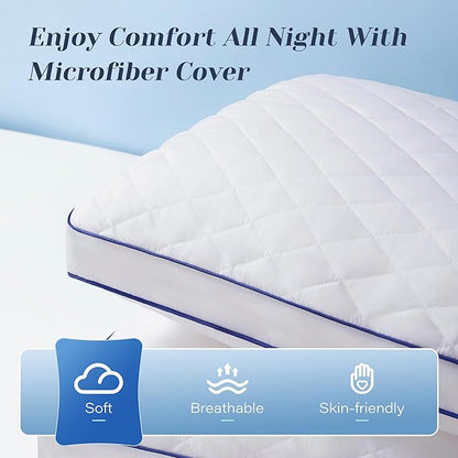 Shredded Memory Foam Pillows King Size Set of 2, Soft Bed Pillow for Side and Back Sleepers, Medium Firm Pillows 2 Pack with Gusset(20"x36")