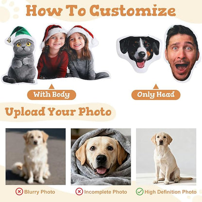 Custom4U Personalized Funny Face Pillows Customized Pet Pillow with Picture On It Double Side Print Custom Your Face Pillow (14inches)