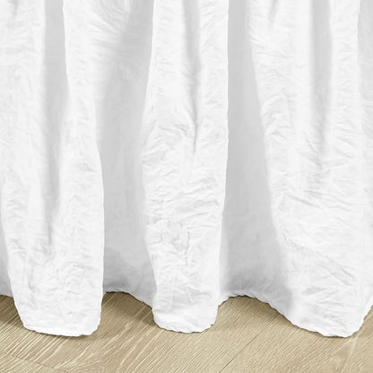 Lush Decor Ruched Ruffle Elastic Easy Wrap Around Bed Skirt Single Queen/King/Cal King White - Queen Bed Skirt - Dust Ruffle - Gray Bedskirts