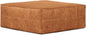 POLY & BARK Taos Ottoman – 37" Square Pouf with Feather-Down Topper – Full-Grain Leather Upholstered Pouf Ottoman for Living Room – Vintage Italian Leather in Cognac Tan