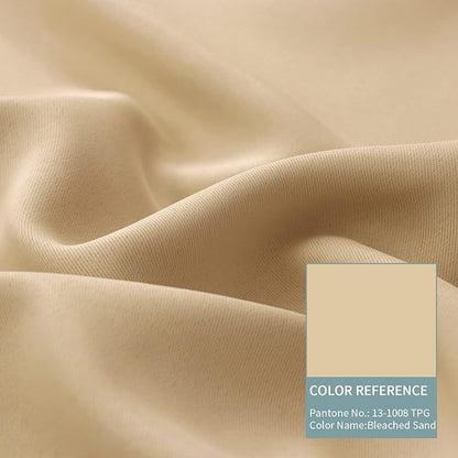 BGment Short Blackout Curtains 40 Inch Length 2 Panels, Thermal Insulated Total Light Blocking Curtains for Bedroom, Grommet Window Drapes with Thick Black Liner, 42 Inch Wide Each Panel, Beige