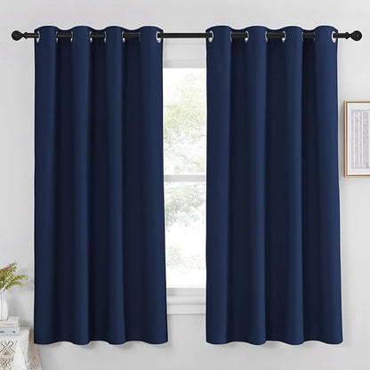 NICETOWN Curtain 63 inches Long - Home Decoration Light Blocking Room Darkening Drape/Drapery for Nursery Room, Navy, Ring Top, 52 inches Wide by 63 inches Long, 1 PC