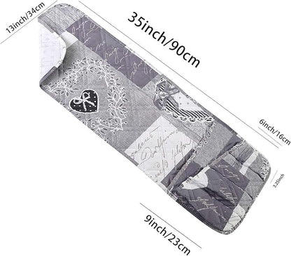Brilliant Sunshine Grey Heart Love Patchwork Couch Armrest 5 Pockets Organizer, Slip Resistant Armchair Caddy, Washable Remote Controls Holder, Storage for Magazine, Tablet, Phone, 35×13", Grey White