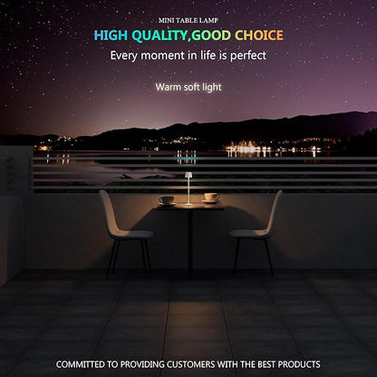 Modern LED Color-Changing Cordless Table lamp, 7 Colors, metal Shade, Touch control with sleep mode for Restaurant, Bedroom, Outdoor Camping, Coffee Shop, Night Light, Rechargeable (White 1PACK)