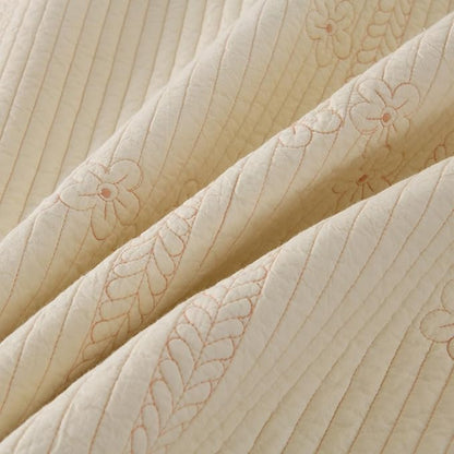 MarCielo 100% Cotton Quilt Set Lightweight Bedspread with Scalloped Edge, Farmhouse Vintage Bedding, All Season Use(Tu Beige,King (112"x102"))