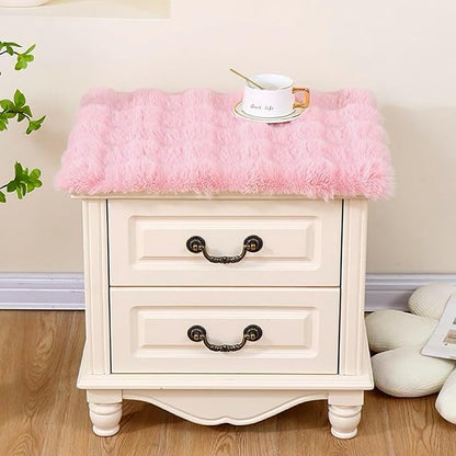 Nightstand Dust Cover Bedside Table Mat lint-Pink