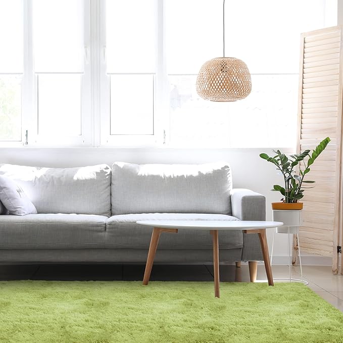 duduta Green Soft Fluffy Rug 4x6 ft, Shag Fuzzy Plush Rectangle Carpet for Bedroom Nursery Living Room Home Decor