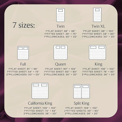 LuxClub 4 PC Queen Sheet Set, Deep Pockets Wrinkle Free Cooling Bed Sheets Hotel Bedding for Women, Men, Includes 1 Fitted Sheet, 1 Flat Sheet and 2 Pillowcases-Silky Soft Eggplant