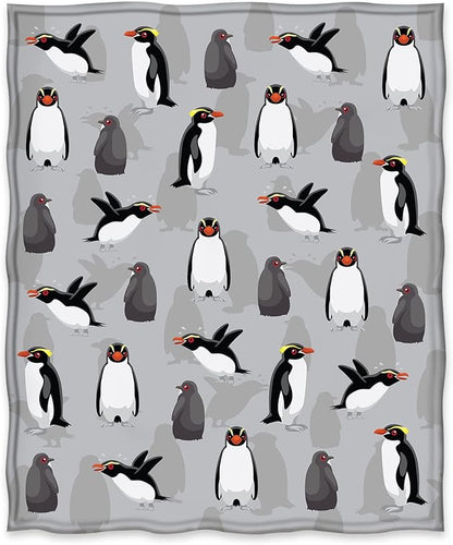 Jekeno Penguin Blanket Gifts for Women Men Couple Husband Wife Boyfriend Girlfriend Wedding Anniversary Birthday Christmas Girls Boys Teens Gift Antarctic Animals Throw Blanket Grey 50"x60"