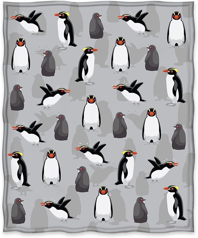 Jekeno Penguin Blanket Gifts for Women Men Couple Husband Wife Boyfriend Girlfriend Wedding Anniversary Birthday Christmas Girls Boys Teens Gift Antarctic Animals Throw Blanket Grey 60"x80"