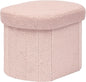 B FSOBEIIALEO Storage Ottoman for Dorm Room, Boucle Folding Storage Ottoman Foot Rest, 16.14 Inches Small Collapsible Ottoman Cube for Living Room Pink