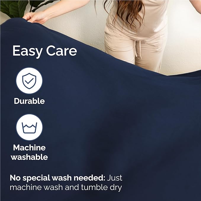 Twin XL 4 Piece Sheet Set - Cooling, Comfy & Breathable - Hotel Luxury Bedding, Includes Fitted Sheet for Women, Men, Kids & Teens - 1 Flat, 1 Fitted Sheet, 2 Pillowcases w/Deep Pockets - Navy Blue