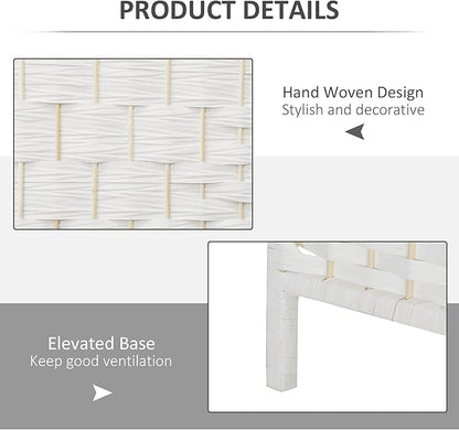 HOMCOM Room Divider, 4 Panel Folding Privacy Screen, 6FT Tall Portable Wicker Weave Partition Wall Divider for Bedroom, Home Office, White