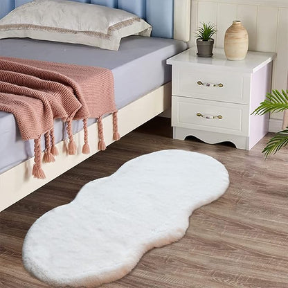 Latepis White Fluffy Rug 2x4 Small Throw Area Accent Rugs Washable Faux Rabbit Fur Shag Rug for Chair Couch Cover Floor Nursery Cute Rugs for Bederoom