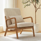 Accent Chair Mid Century Modern Armchair with Lumbar Support Pillow Wood Legs PU Leather Upholstered Lounge Chairs Comfy High Back Cushion for Living Room Bedroom