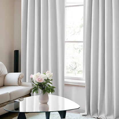 Deconovo Back Tab and Rod Pocket Curtains Blackout Curtains Thermal Insulated Room Darkening Curtains for Bedroom 52Wx63L Inch Platinum 2 Panels