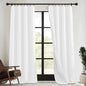 RYB HOME 4 in 1 Set Dust Filter - Soundproof - Blackout - Insulating, Energy Efficiency Linen Curtains for Kids Bedroom Living Room Divider Apartment Hotel Office Theatre, White, W 52 x L 108, 2 Pcs