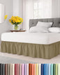 Wrap Around Dust Ruffle Bed Skirt - Khaki - for King Size Beds w/ 12 Inch Drop - Easy Fit Elastic Strap - Adjustable Pleated Bedskirt w/Brushed Fabric - Wrinkle Free - for Women, Men, Kids & Teens