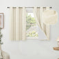 40 Inch Length Linen Blackout Curtains for Short Cafe Window, Thermal Insulated Light Blocking Soundproof Privacy Burlap Curtains 2 Panels, Each 38 Inch Wide Cream