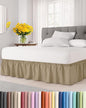 Wrap Around Dust Ruffle Bed Skirt - Beige - for Queen Size Beds with 18 Inch Drop - Easy Fit Elastic Strap - Adjustable Pleated Bedskirt w/Brushed Fabric - Wrinkle Free - for Women, Men, Kids & Teens