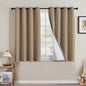 H.VERSAILTEX Linen Curtains 100% Blackout Curtains for Bedroom 45 inch Long Full Light Blocking Nature Linen Blended Window Curtains for Living Room Nickel Grommet (2 Panels, Heathered Macchiato)