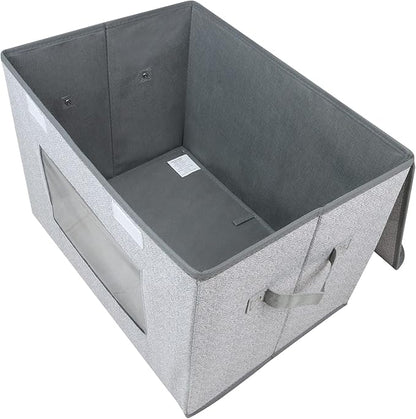 Univivi Fabric Foldable Storage Boxes [4-Pack] Large Collapsible Stackable Storage Bins with Lids, Closet Organizers and Storage Cube Basket for Home, Office, Bedroom (Gray, 17“ x 12” x 12")