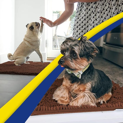 Muddy Mat® | Super Absorbent Door Mat Indoor, Microfiber Quick Dry Chenille Entryway Rug, Non-Slip Front Door Mat, Indoor Mats for Entryway, Machine Washable Pet Rug, Brown 36"x120"