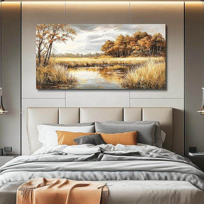 ERQINHUA Large Canvas Printing Picture Wall Decor Painting Wall Art For Living Room Dining Room Decoration Lake Surface Landscape Painting Farmhouse Bedroom Office Mural Artwork Home Decor 24x48 In