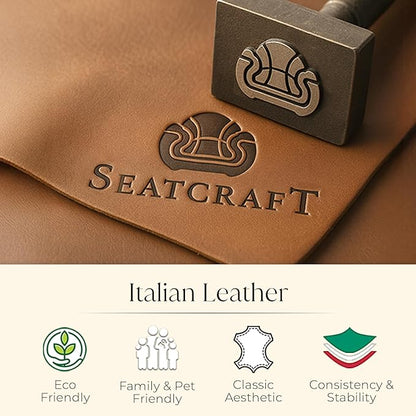 Seatcraft Diamante Zero-Gravity CoolZero Italian Leather Home Theater Seating, Power Headrest, Power Recline, Row of 4 Left Loveseat, Tawny