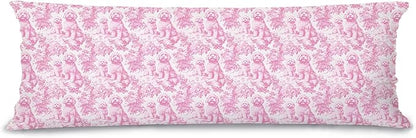 Pink Chinoiserie Poodle Dog 20x54 Body Pillow Cover with Zipper,Poodle Decor,Grandmillennial Pink Dog Decorative Body Pillow Cases for Bed Couch