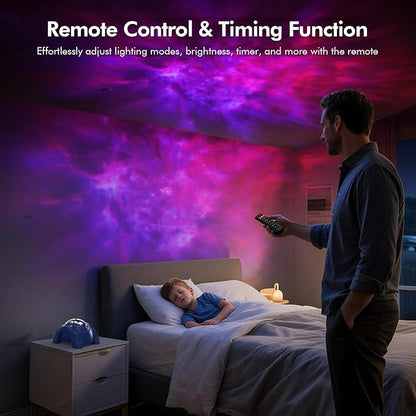 Rossetta Dual Galaxy Projector, Star Projector for Bedroom with Bluetooth Speaker & White Noise, Remote, Timer, Night Light for Kids Room Decor, Party, Birthday & Christmas Gifts for Adults Girls Boys