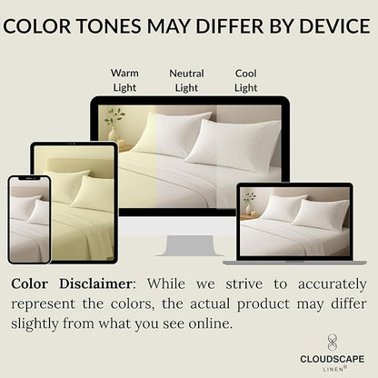 Cloud Scape Linen 100% Egyptian Cotton Sheets Full Size, 4 Pieces Luxury Bedding Set, 400 Thread Count,Hotel Quality, Silky Soft, Deep Pockets up to 17, White