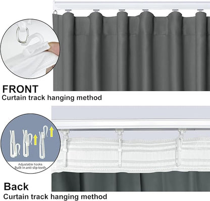 Room Divider Blackout Curtain Track Curtains Wall Dividers Panels Screen for Living Rooms Bedroom Office Privacy Partition Separation, W100 × L96 Inch,1 Panel, Grey