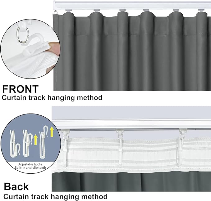 Room Divider Blackout Curtain Track Curtains Wall Dividers Panels Screen for Living Rooms Bedroom Office Privacy Partition Separation, W120 × L108 Inch,1 Panel, Grey