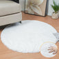White Faux Fur Round Rug 4ft Fluffy Rabbit Fur Rug Machine Washable Circle Area Rugs for Living Room Bedroom Home Teen Room Nursery Décor