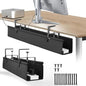 Oxford Cloth Under Desk Cable Management Tray,No-Drill 48" Desk Cable Management Organizer with Clip/Screw Installation,Holds Up to 70 lbs,Fabric Cable Management for Home,Office & Gaming Computer