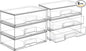 Vtopmart 12.1''W Clear Stackable Storage Drawers,6 Pack Acrylic Plastic Organizers Bins for Makeup Palettes, Cosmetics, and Beauty Supplies,Ideal for Vanity, Bathroom,Cabinet,Desk Organization