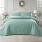 KASENTEX Queen XL Quilt Set 98"x98" – Soft Washed 3-Layer Lightweight Bedspread, Minimalist Nordic Design, All-Season Spring & Summer Quilt Set (1 Quilt + 2 Pillow Shams), Green