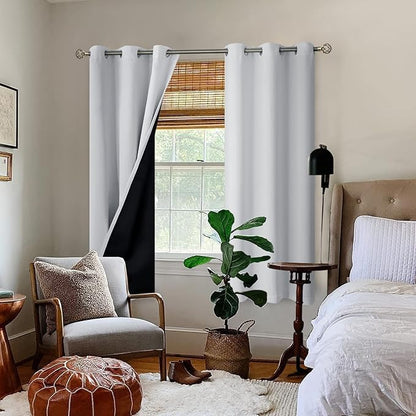 BGment Greyish White 100% Blackout Curtains for Living Room 72 Inch Length 2 Panels, Thermal Insulated Full Light Blocking Energy Save Window Drapes for Nursery Bedroom Darkening, 42 Inch Wide Each