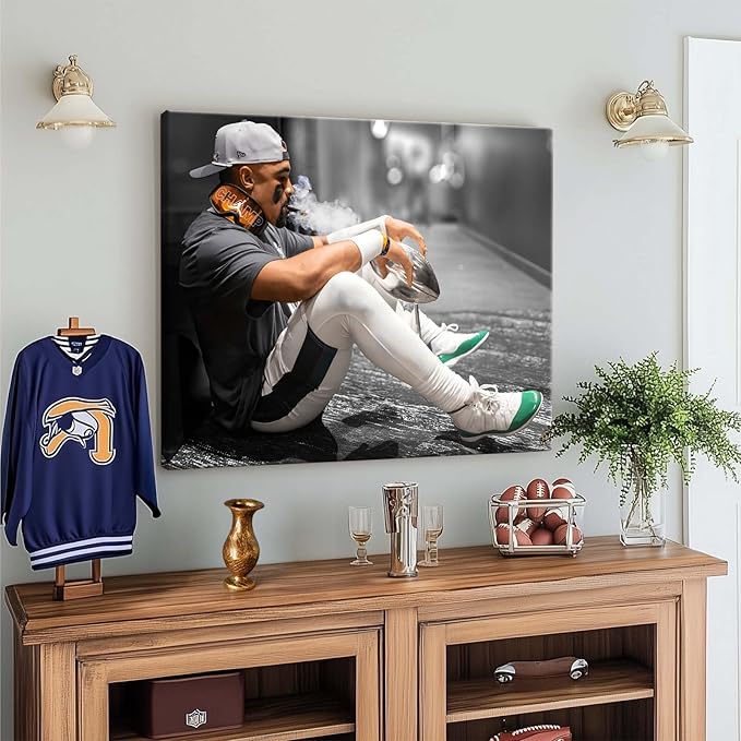 B.B.F MAKE 2025 Super Canvas Bowl Wall Art Champions Eagles Poster Print Philadelphia Hurts Painting Canvas Wall Decor Sports Star Picture Modern Bedroom Living Room Home Decoration, Framed 11x14inch